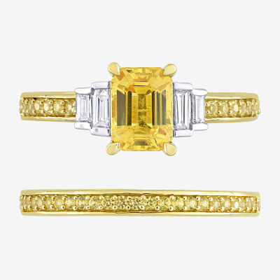 Womens / CT. T.W. Genuine Yellow Sapphire 14K Gold Side Stone Bridal Set