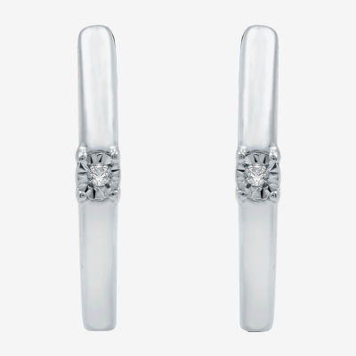 Limited Time Special! Diamond Accent Genuine White Diamond Sterling Silver Hoop Earrings