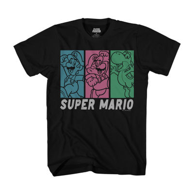 Big and Tall Mens Crew Neck Short Sleeve Regular Fit Super Mario Graphic T-Shirt