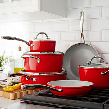 T-Fal 20-Pc. Aluminum Non-Stick Cookware Set, Color: Red - JCPenney