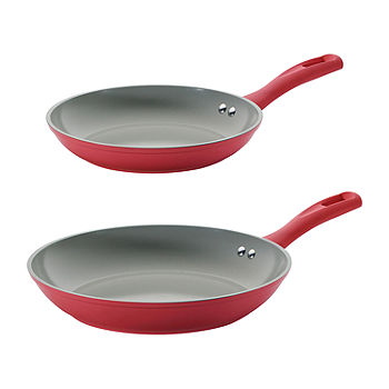 Choice 2-Piece Aluminum Non-Stick Fry Pan Set with Red Silicone