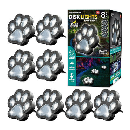 Bell + Howell Solar Powered Paw Print Disk Lights - 8 Pack, One Size, Black