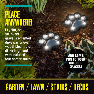 Bell + Howell Solar Powered Paw Print Disk Lights - 8 Pack