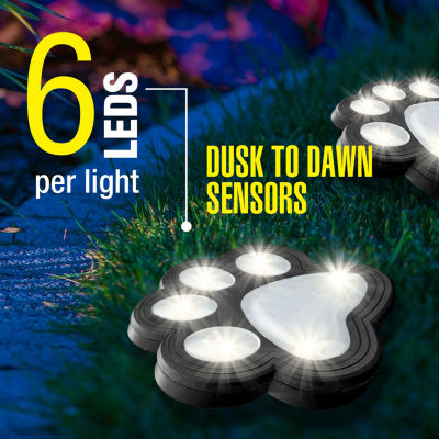 Bell + Howell Solar Powered Paw Print Disk Lights - 8 Pack