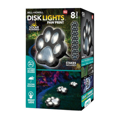 Bell + Howell Solar Powered Paw Print Disk Lights - 8 Pack