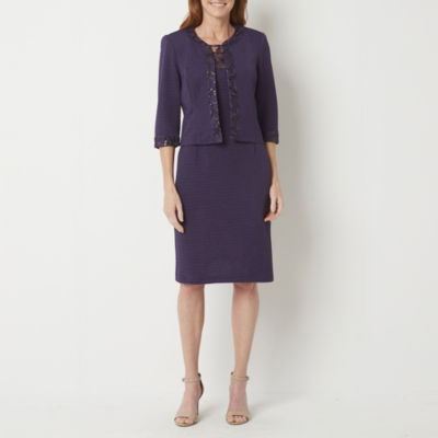 Maya Brooke Embroidered Jacket Dress, Color: Grape - JCPenney