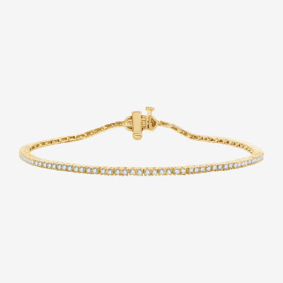 (H-I / Si2-I1) 1 CT. T.W. Lab Grown White Diamond 10K or 14K White or Yellow Gold 7.25 Inch Tennis Bracelet