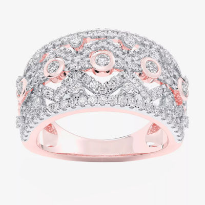 G-H / Si1-Si2) Womens CT. T.W. Lab Grown White Diamond 10K Rose Gold Band
