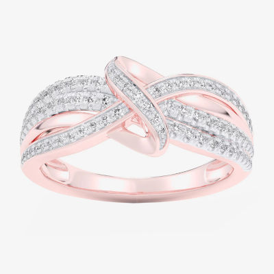 G-H / Si1-Si2) Womens /3 CT. T.W. Lab Grown White Diamond 10K Rose Gold Bypass Cocktail Ring