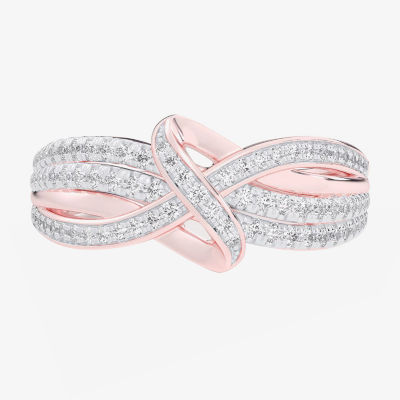 G-H / Si1-Si2) Womens /3 CT. T.W. Lab Grown White Diamond 10K Rose Gold Bypass Cocktail Ring