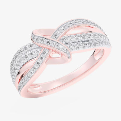 G-H / Si1-Si2) Womens /3 CT. T.W. Lab Grown White Diamond 10K Rose Gold Bypass Cocktail Ring