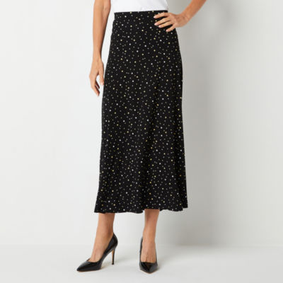 Black Label by Evan-Picone Polka Dot Womens Mid Rise Maxi Skirt