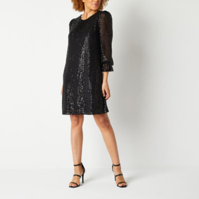 Maia Long Sleeve Sequin Shift Dress