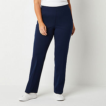 Liz Claiborne Womens Straight Pull-On Pants, Color: Signature Navy -  JCPenney