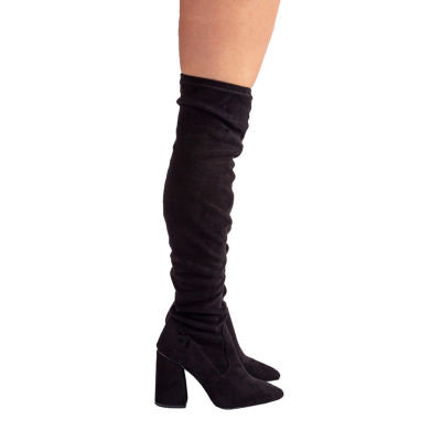 Qupid Womens Maelie Block Heel Over the Knee Boots