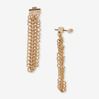 Worthington Gold Tone Mesh Linear Drop Earrings