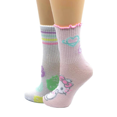 2 Pair Hello Kitty Crew Socks Womens
