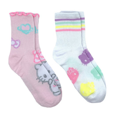 2 Pair Hello Kitty Crew Socks Womens