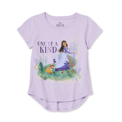 Disney Collection Little & Big Girls Crew Neck Short Sleeve Wish Graphic T-Shirt