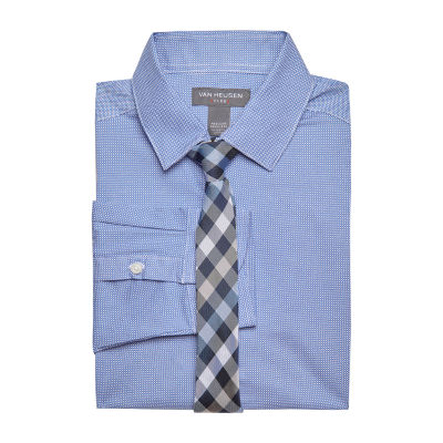 Van Heusen Boys Point Collar Long Sleeve Shirt + Tie Set