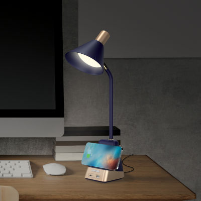 Sheffield Labs 18" James Matte Blue & Gold Led Desk Lamp
