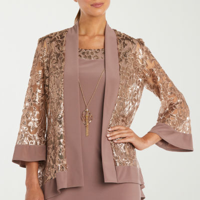 R & M Richards Sequin Print Jacket Dress