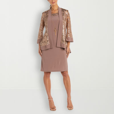 R & M Richards Sequin Print Jacket Dress