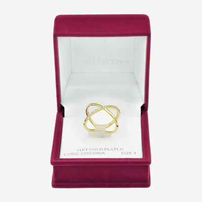 Sparkle Allure Open X Cubic Zirconia 14K Gold Over Brass Band