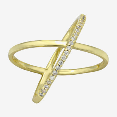 Sparkle Allure Open X Cubic Zirconia 14K Gold Over Brass Band