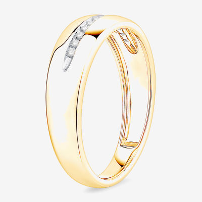 (I / Si1) 3PC Trio Set Featuring 3/8 CT. T.W. Lab Grown White Diamond 10K Two Tone Gold Round Side Stone Wedding Bridal Set