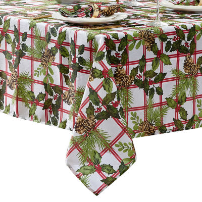 Elrene Home Fashions Pinecone Plaid Holiday Fabric Tablecloths