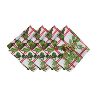 Elrene Home Fashions Pinecone Plaid Holiday Fabric 4-pc. Napkins