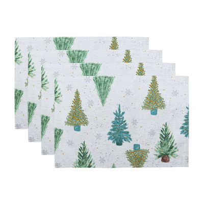 Elrene Home Fashions Lucina Twinkle Trees Holiday Lurex Fabric 4-pc. Placemats