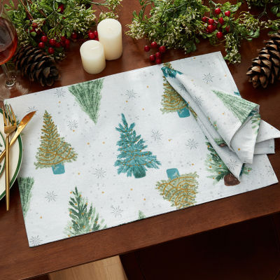 Elrene Home Fashions Lucina Twinkle Trees Holiday Lurex Fabric 4-pc. Placemats