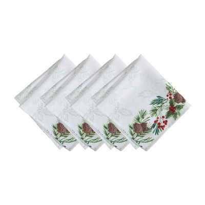 Elrene Home Fashions Holly Berry Flourish Holiday Fabric 4-pc. Napkins