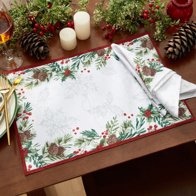 Elrene Home Fashions Holly Berry Flourish Holiday Fabric 4-pc. Napkins