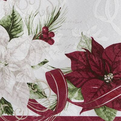 Elrene Home Fashions Clarette Poinsettia Holiday 70" Round Tablecloths