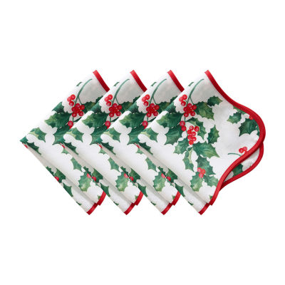 Elrene Home Fashions Vintage Holly Scallop Border 4-pc. Napkins