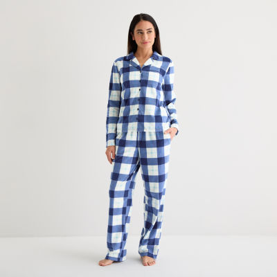 Adonna Womens Fleece Long Sleeve 2-pc. Pajama Sets