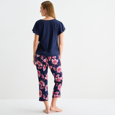 Liz Claiborne Womens V-Neck Short Sleeve 2-pc. Pajama Sets