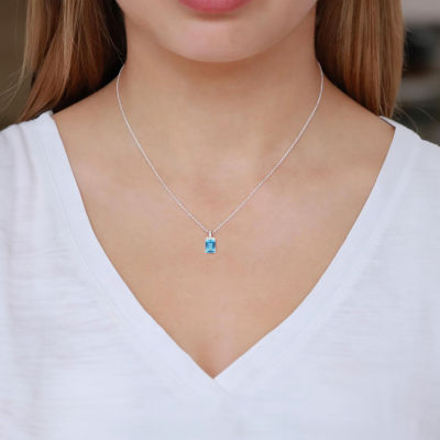 Gemstone Sterling Silver 18 Inch Pendant Necklace