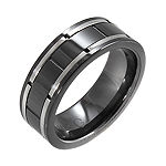 Black Ceramic & Brushed Stainless Steel Inlay Band