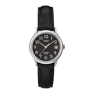 Timex® Easy Reader Womens Black Leather Strap Watch T2N5259J JCPenney