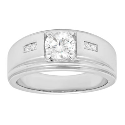 Mens Sterling Silver Cubic Zirconia Ring, Color White