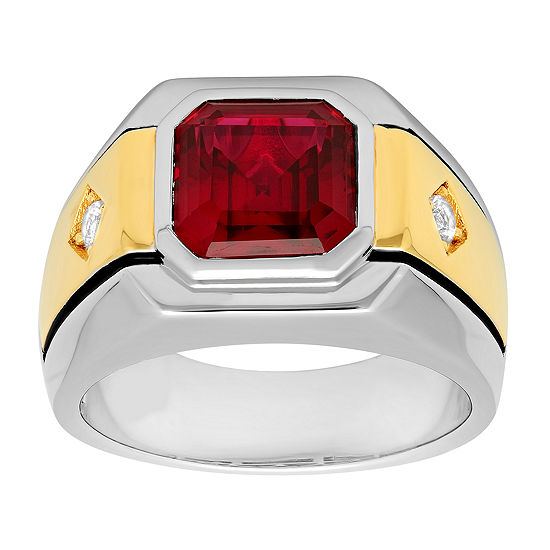 Mens Lab-Created Ruby & White Sapphire Ring