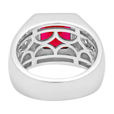 Mens Lab-Created Gemstone & White Sapphire Ring