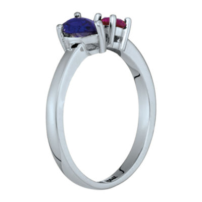Personalized Simulated Birthstones Sweetheart Couples Ring