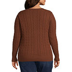 St. John's Bay Plus Cable Womens V Neck Long Sleeve Pullover Sweater