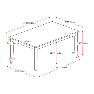 Corliving Michigan Dining Collection Rectangular Wood-Top Dining Table