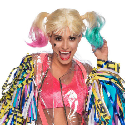 Womens Harley Quinn Wig Costume Accessory Dc Comics, Color Lt Beige